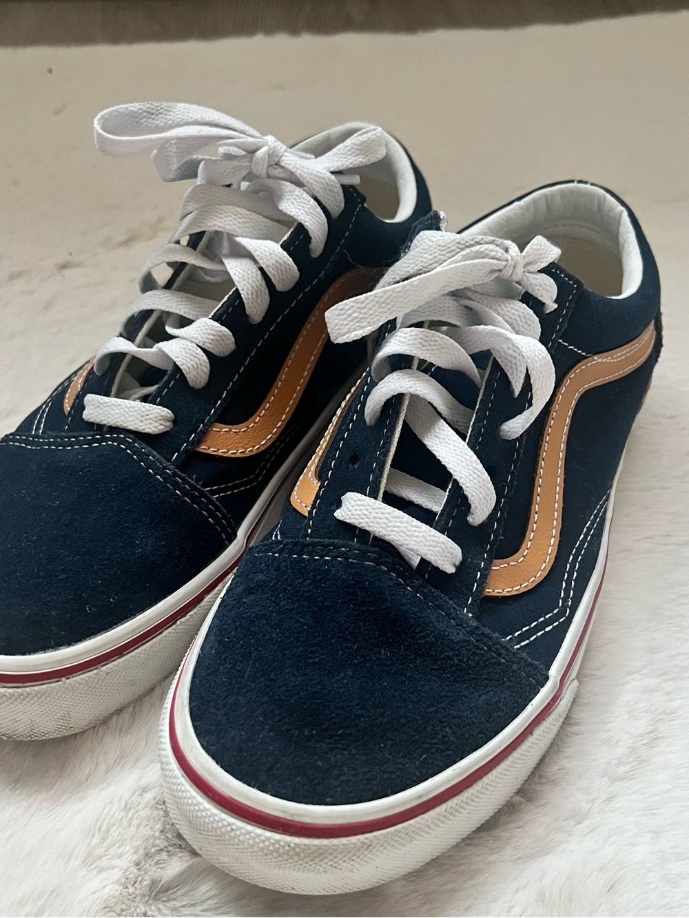 Vans Kids Old Skool Navy & Tan Low Top Skate Sneakers